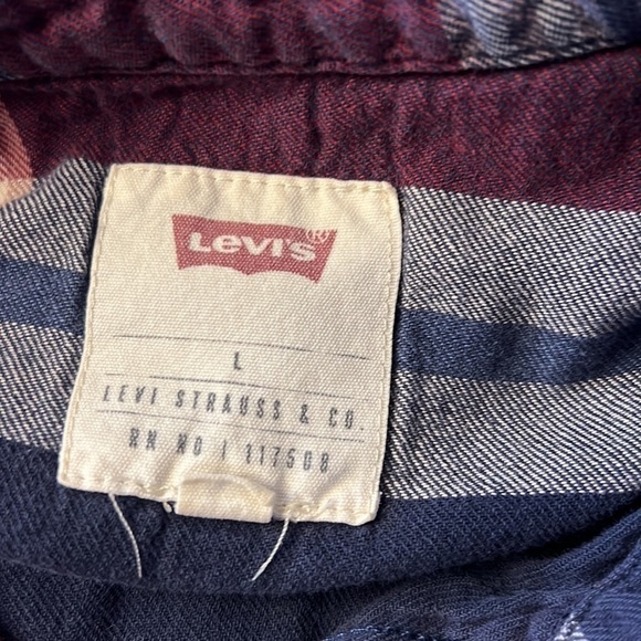 Levis Red White and Blue Pearl Snap Long Sleeve Button Down SZ Large - Picture 6 of 8